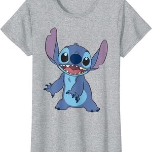 Disney Stitch Heather Gray Short Sleeve, Crewneck Graphic T-Shirt